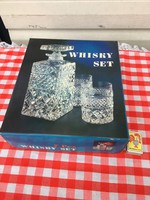 Antik Csehszlovák Kristály Bohemia whiskey pohár készlet - wisky üveg doboz - tartó whisky