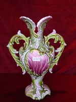 Antique majolica vase. Indicated. Height 28 cm and width 20 cm. He has!
