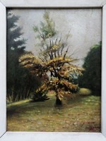 "Virágzó fa" olaj-kartom festmény