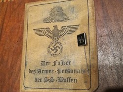 Német II. vh SS jogosítvány  zsoldkönyv + kitüntetés VW Bogár bogárhátú volkswagen