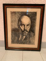 Lenin, rézkarc, 44x54 kerettel