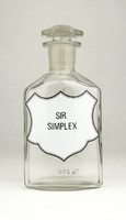 0Y767 Régi gyógyszertári patika üveg SIR SIMPLEX