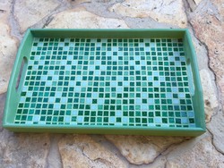 Unique stylish handmade gift green glass mosaic wooden tray