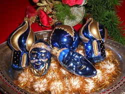 Beautiful hair-thin blue-gold bottle with pine ornaments. 5 pcs.