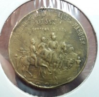 Hadgyakorlati bronz emlékérem 1908. Ferenc József és Frigyes Vilmos, 28 mm.