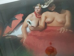 Jelzett művészi akt fotó, félmeztelen hölgyeket ábrázoló erotikus kép keretben