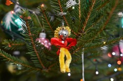 Retro zsenília karácsonyfadísz - virágtündér karácsonyi figura - régi karácsonyfa dísz
