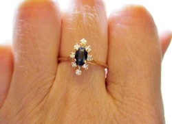 Szépséges  valódi zafír és 0.2ct  brill arany gyűrű