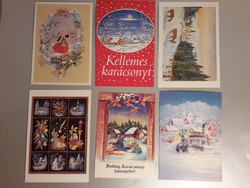 Régi karácsonyi képeslap 6 darab kreatív díszítő elem is