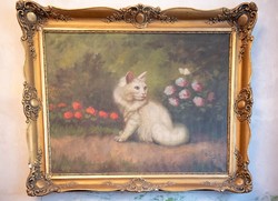 Sziklai Lajos cicás festménye