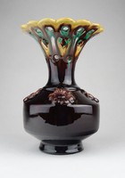 0Y926 Antik art deco osztrák mázas kerámia váza