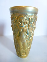 Antik Zsolnay eozin mázas szüretelő váza,pohár,Török János