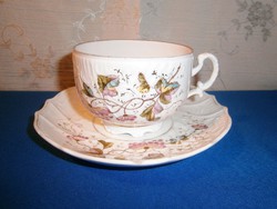 Nagyon régi, jelzett porcelán teás csésze tányérral