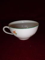 Hollóház porcelain teacup with green border. He has!