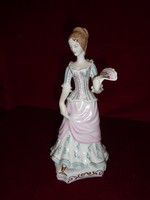 Hollóház porcelain figurative sculpture, lady with a fan, hand-painted, numbered. He has!