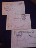 3 db, I. világháborús tábori postai levelezőlap, Pécsett feladva, 1916-1917-ben, hibátlanok
