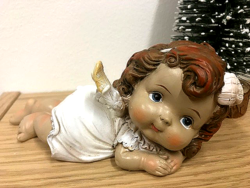 Vintage karácsonyi dekoráció angyalka masnival bűbájos puttó jellegű nagy méret