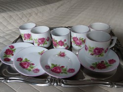 Zsolnay rózsás kávés csészék készlet