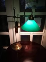 Réz bank lámpa könyvtári lámpa zöld búra dolgozó szobába is
