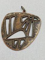 Iparművészeti ötvös munka madár motívumos bronz ötvözet medál