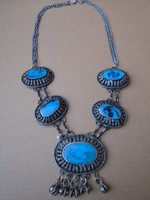 100% handmade necklace colier with turquoise inlays