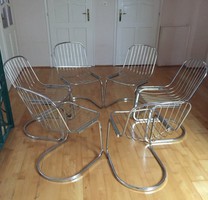 6 pcs Scandinavian type retro design chrome chair in nice condition