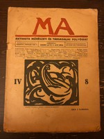 MA avantgarde folyóirat IV. évf. 8. (teljes) száma Mattis Teutsch János linóleummetszettel, 1919 k.