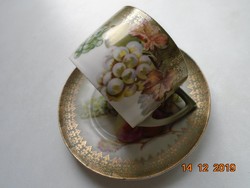Antique painting-like fruit still life with teacup coaster.
