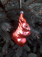 Régi üveg? mókus karácsonyfadísz - retro mogyorót tartó mókus karácsonyfa dísz karácsonyi dekoráció