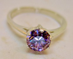 Csodás valódi  0,8ct ritka rózsaszín Moissanite gyémánt ezüstgyűrű 