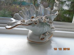 Handmade, pearled with plastic flowers, mother of pearl glazed shells