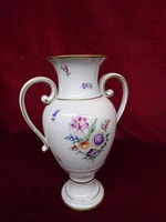 Hollóház porcelain hand-painted vase with handles, 28 cm high. He has!