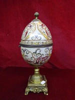 Faberge type porcelain egg - open - with bronze socket, 40 cm high. He has!