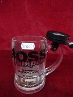 Glass beer mug with bell. Ring the bartender. Boss humpen. He has!