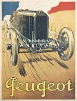 Régi Peugeot automobil hirdetés René Vincent Vintage/antik reklám plakát reprint