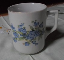 Zsolnay porcelán, nefelejcses (teás) bögre (kék virágos)