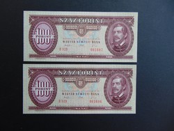 2 darab 100 forint 1993 Sorszámkövető bankjegyek UNC !   