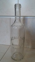Régi üveg J. Zwack & Co Budapest Hungary palack 24 cm