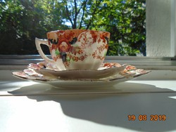 1906 Kézzel festett Viktoriánus,hullámos, girlandos teás csészével Mayer&Sherratt reggeliző készlet
