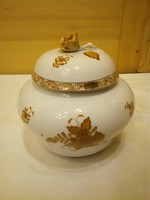 ​Nagyméretű Herendi orange Apponyi mintás porcelán bonbonier