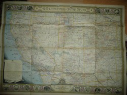 Antik nagy méretű Dél-Nyugat USA  térkép 1940 - NG Washington  Mérete: 89*66 cm