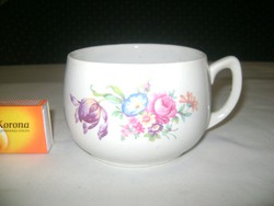 Régi, vastag falú, virágcsokros teás bögre, csésze K P jelzéssel
