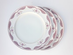 3 db retro Alföldi porcelán tányér klasszikus rózsaszín virágmintával - virág virágos minta