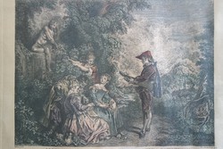 After Jean-Antoine Watteau engraved by Charles Dupuis Lecon D'Amour