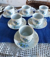 Arpo márkájú nefelejcs virágos porcelán kávés készlet 6 személyes!