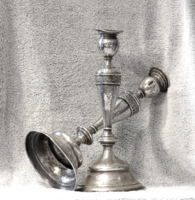 Ezüst gyertyatartó pár, 19. század utolsó harmada
