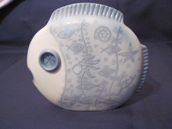 Aquincum porcelán hal 17x15cm aquazúr lepényhal