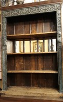 Antik teakfa- rózsafa balinéz faragott könyves szekrény