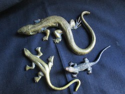 Lizard gecko leopard gecko family + piece of copper meticulously crafted statue extraordinary
