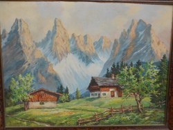  Hinner: Alpesi táj című festménye. Olajfestmény.